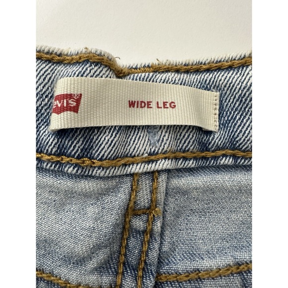 New Levi's Wide Leg Denim Jeans Girls Size 14 Blue Denim Classic Distressed - Picture 3 of 8